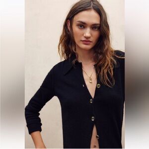 Free People Cashmere Paloma Black Button-Up‎ Cardigan Sweater Sz. M
